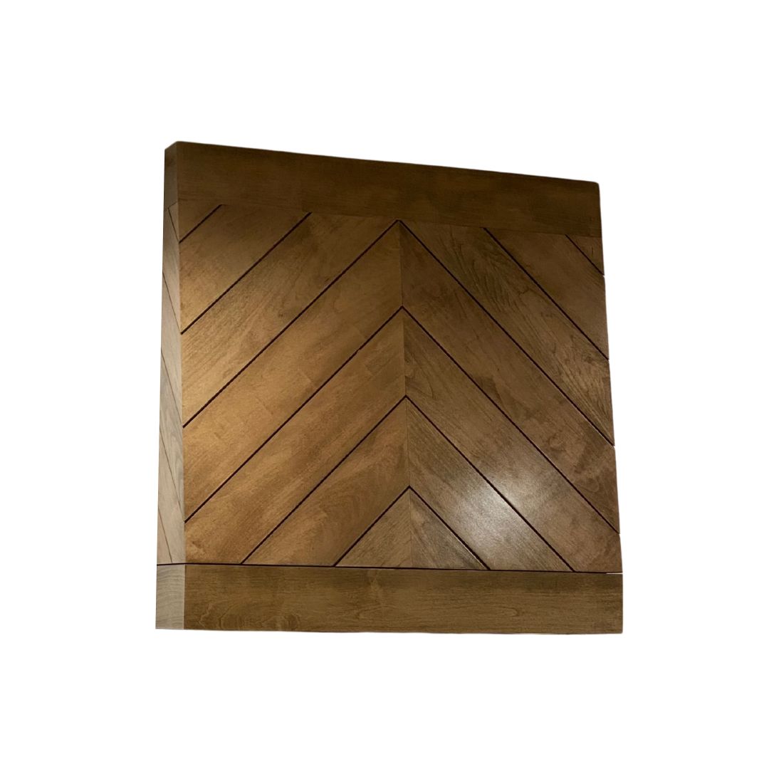 Maple Chevron Wood Range Hood Cover – Custom Decorative Kitchen Vent